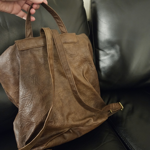 Brown Pleather Backpack - Picture 4 of 4